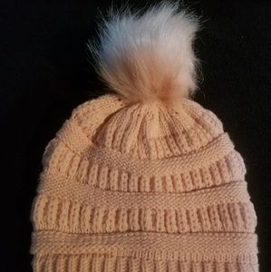 Pink pom beanie
